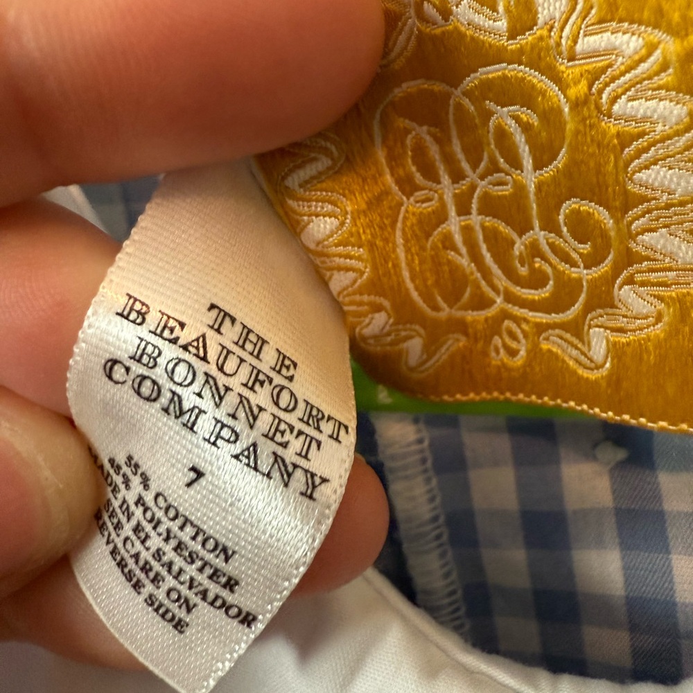 The Beaufort Bonnet Company Smocked Blue Gingham Kids Dress with White Collar - Picture 5 of 5